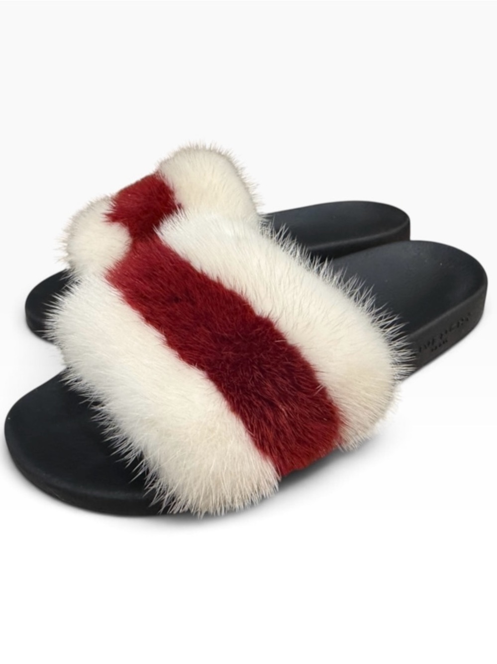 Givenchy Mink Fur Slides — Cream & Burgundy EU 41
